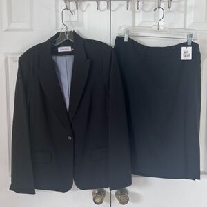Calvin Klein Womens Black Skirt Suit 14